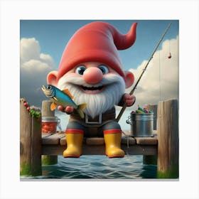 Fishing Gnome 7 Canvas Print