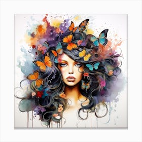 Maraclemente Abstract Black Won An With Colorful Hair Flowers A 5357c089 E22b 4f59 9b45 06d14f68a58d Canvas Print
