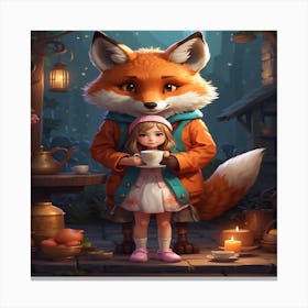 Fox And Girl Canvas Print