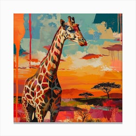 Impasto Warm Giraffe Portrait 4 Canvas Print