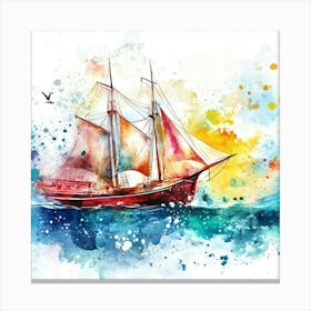 Sailing Ship Watercolor Painting Canvas Print