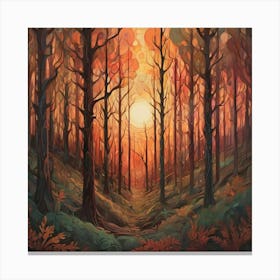 Sunset In The Forest 4 Canvas Print