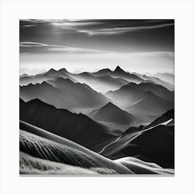 Black And White Mountain Landscape 25 Canvas Print