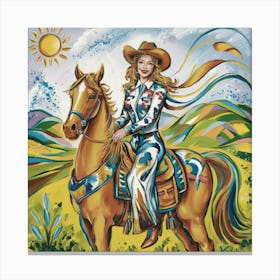 Cowgirl On Horseback Matisse-inspired 6 Canvas Print