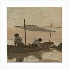 Two Men In A Boat Canvas Print