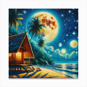 Beach House At Night Canvas Print