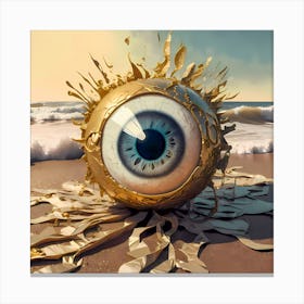 I Put An Eye On You Serie, Gold Eye At The Beach Canvas Print