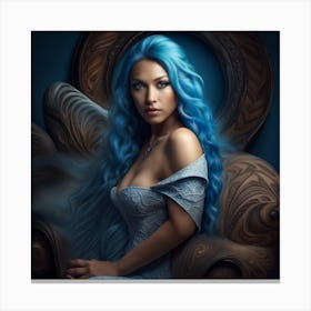 Blue Haired Beauty Canvas Print
