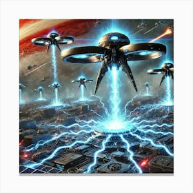 A Sci Fi Depiction Of Tempest Drones Using Emp Bla Canvas Print