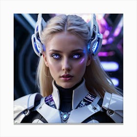 Futuristic Girl With Blue Eyes 2 Canvas Print