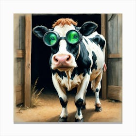 Cow With Glasses 4 Canvas Print