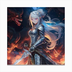 Anime Girl With Sword Canvas Print