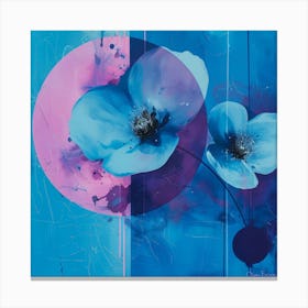 Pink, blue abstract geometrical flowers Canvas Print