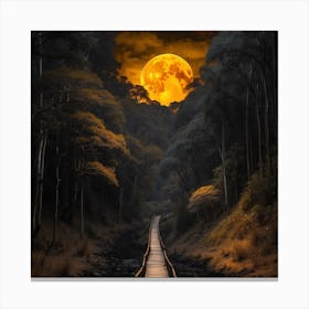 Full Moon Over The Woods Canvas Print