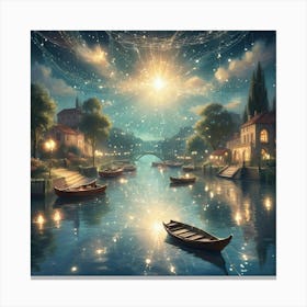 Starry Night On The River Canvas Print