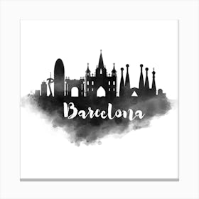 Watercolor Barcelona Skyline Canvas Print