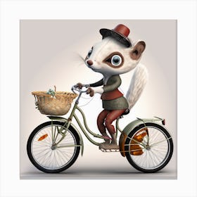 Squirrel On A Bicycle 1 Canvas Print