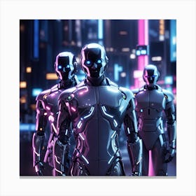 an AI-generated image of a futuristic and stylish 'AI Men' standing confidently in a digital landscape. Canvas Print