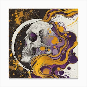 Skull In Purple And Yellow Canvas Print