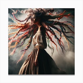 women colorful hair art Canvas Print