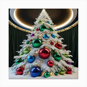 A Stunningly Detailed 3d Render Of A Majestic Snow White Christmas Tree 3 Canvas Print