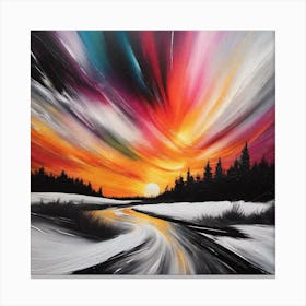 Sunset In The Snow 5 Canvas Print