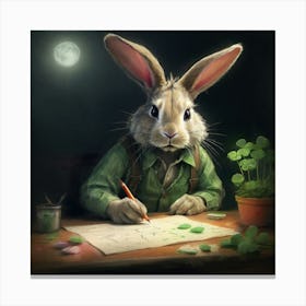 Rabbit Writing 2 Canvas Print