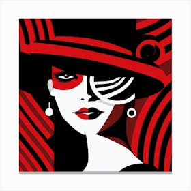 Lady In Red Hat Canvas Print