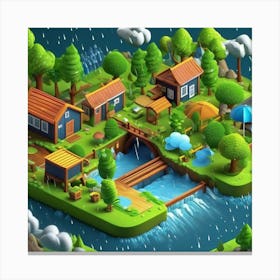 Isometric Landscape Canvas Print