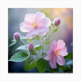 Flowers Leaves Nature Soft Freshness Pastel Botanical Plants Blooms Foliage Serene Delic (13) Canvas Print