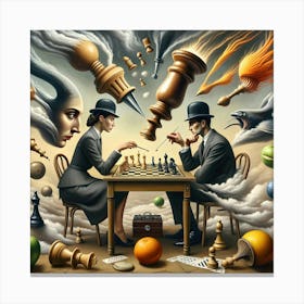 Strategic Surrealism: The Chessboard Illusion Canvas Print
