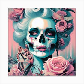 Woman with Skull on Face 3 Canvas Print