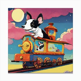 A Smiling Magic Train With A Black And White Rat T (3) Canvas Print