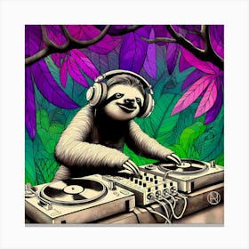 C A Sloth Dj S1 Canvas Print