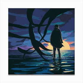 Man Standing In The Water Canvas Print