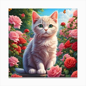 The Enchanted Rose Garden Cat Canvas Print