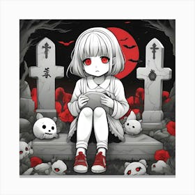 Manga Girl In A Cemetery Canvas Print