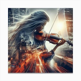 Violinist In The City Canvas Print