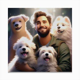 Man And His Dogs Canvas Print