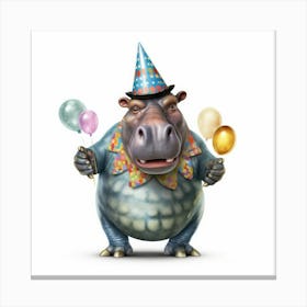 Birthday Hippo 1 Canvas Print