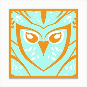 Chic Owl Orange And Duck Egg Blue Canvas Print