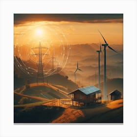 Wind Turbines In The Countryside Canvas Print