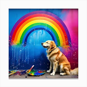 Rainbow Dog art print 1 Canvas Print