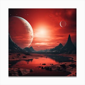 An Alien Planet With Red Sky 6:7 Canvas Print
