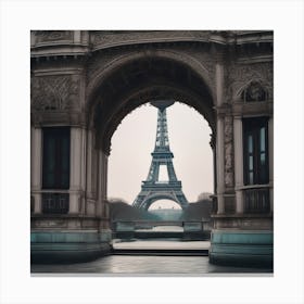 Eiffel Tower Monochromatic Landscape Canvas Print