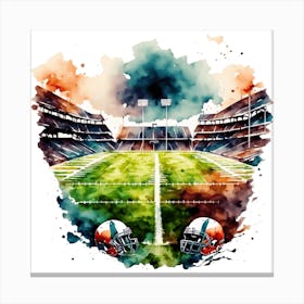 Watercolor Painting Of An Empty Football Stadium Canvas Print
