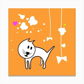 Cat Cartoon Kitten Kitty Feline Pet Animal Canvas Print
