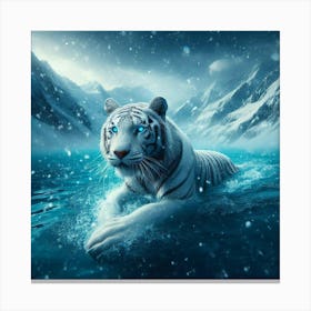 White Tiger In The Snow Canvas Print