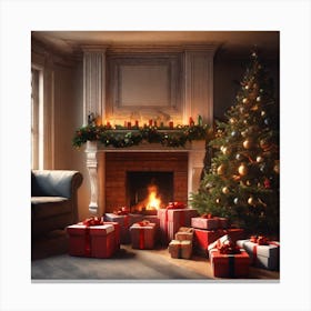 Christmas Tree In The Living Room 70 Canvas Print