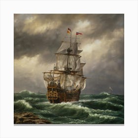 Ship In Rough Seas wall Art Canvas Print